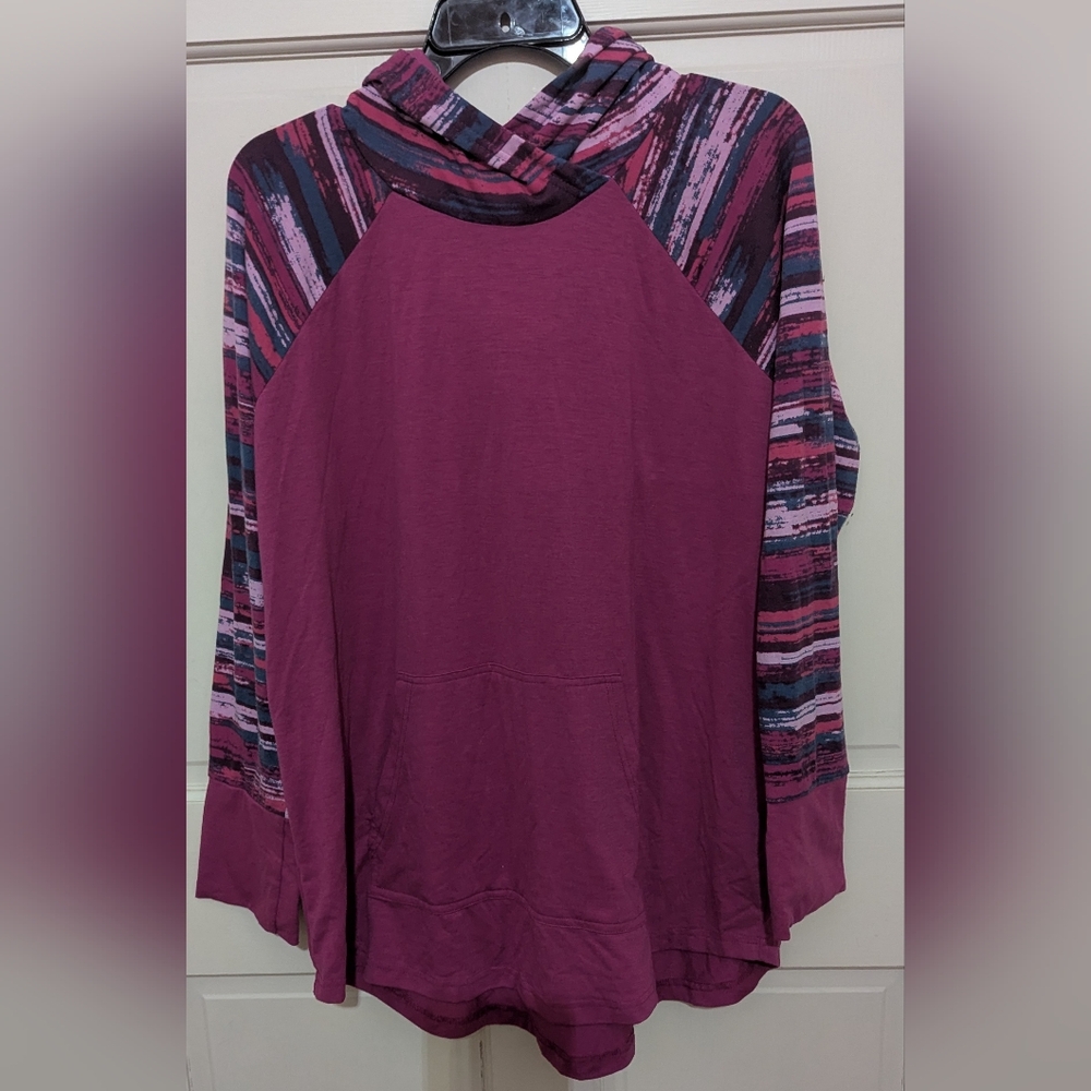 LuLaRoe Amber Magenta and Multicolor Hoodie